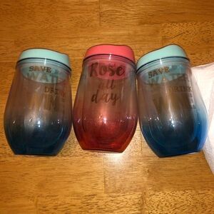 Colorful Wine-Themed Tumblers Set of 3